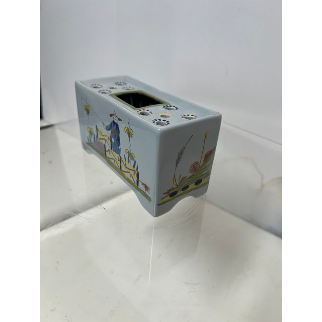 1950s Delft Chinoiserie Flower Brick For Sale - Image 5 of 6