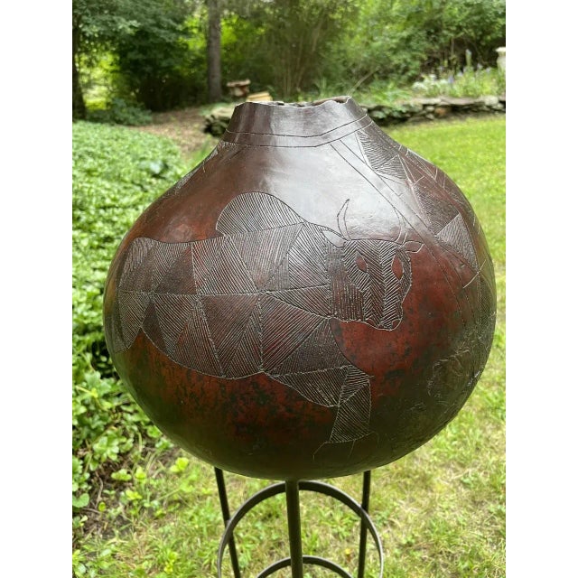 Large Mid 20th Century Gourd With Incised Decorations For Sale - Image 4 of 9