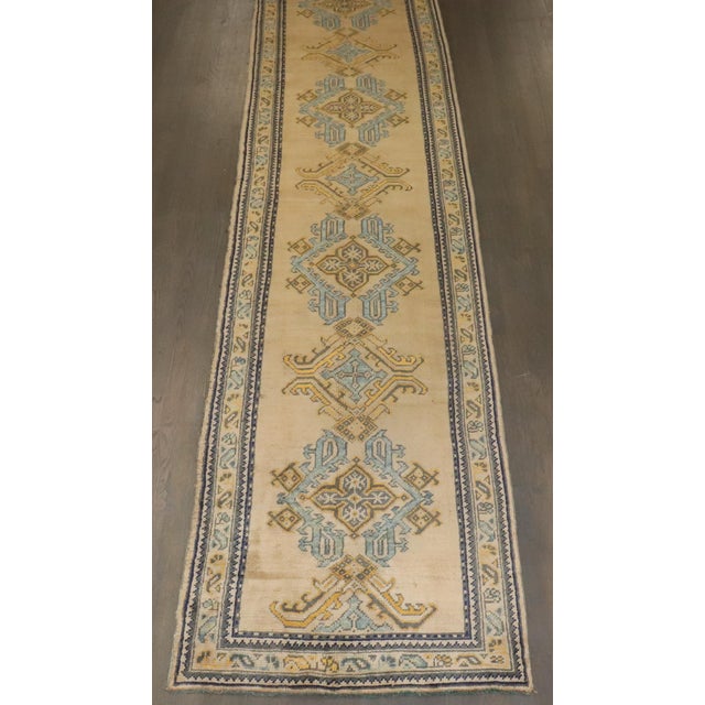 Mid-Century Modern Antique Zabihi Collection Long Turkish Oushak Runner - 3'2" x 17'5" For Sale - Image 3 of 11