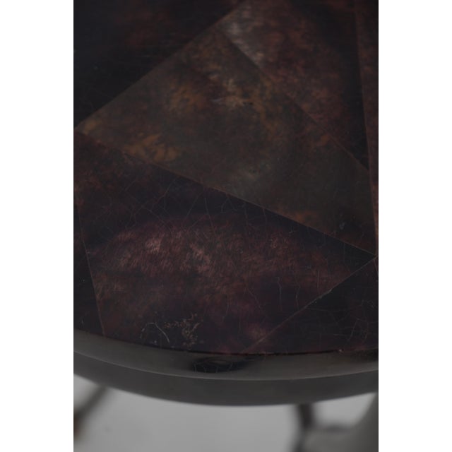 Metal Ethan Allen Regency Style Faux Tessallated Horn Table For Sale - Image 7 of 14