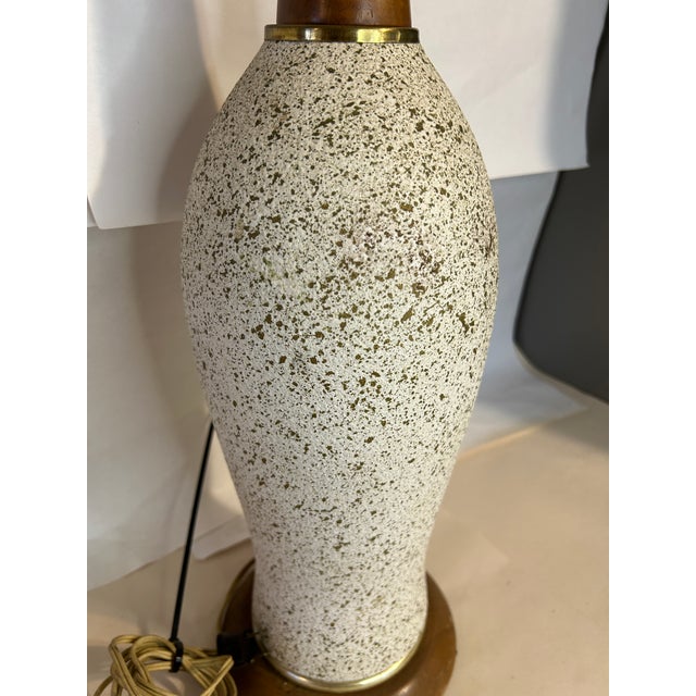 Mid-Century Modern Vintage Mid-Century Teak and Stone Table Lamp With Underwriters Laboratories Label For Sale - Image 3 of 7