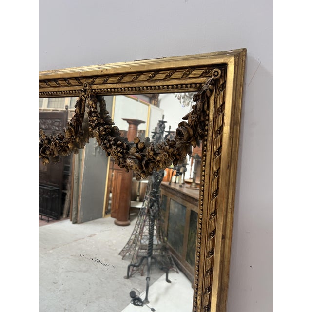 Louis XVI Style Console and Interior Mirror in Gilded Wood, Set of 2 For Sale - Image 13 of 18