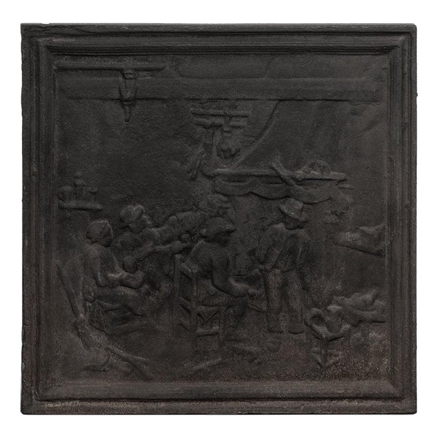 Antique French Cast Iron Fireback For Sale