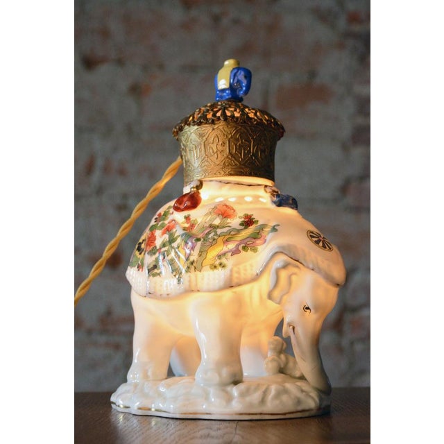 Asian Table Lamp in Brass and Porcelain, India, 1970s For Sale - Image 10 of 12