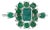 Vintage Style Emerald and Diamond Cluster Ring in Silver, Size 8.5 For Sale