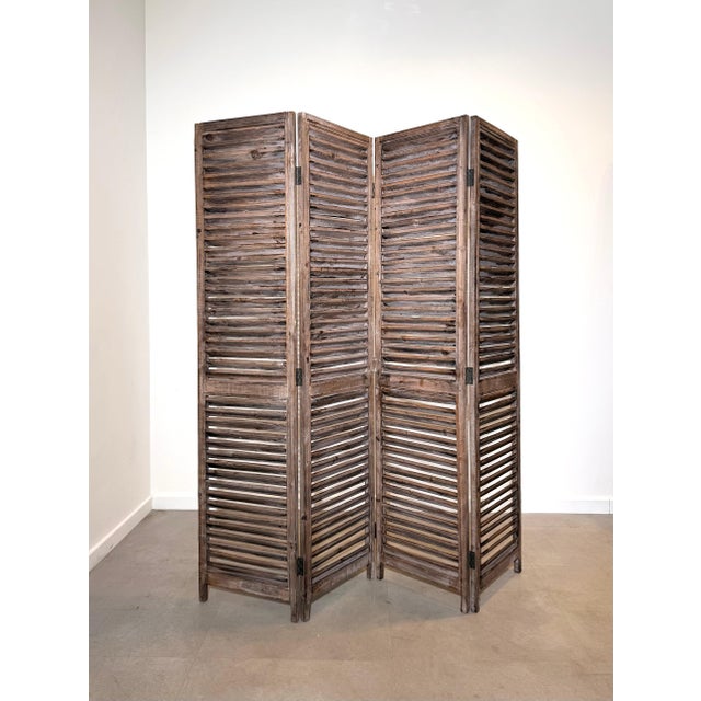 Louvered Room Divider in Wood For Sale - Image 5 of 5