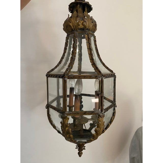 Vintage Leafy Foliate Lantern in Patinated Brass For Sale - Image 4 of 6