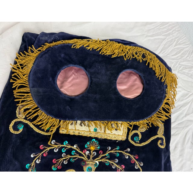 Rare Antique Hand Embroidered Judaica Jewish Memorial Torah Mantel Scroll Cover For Sale - Image 10 of 12