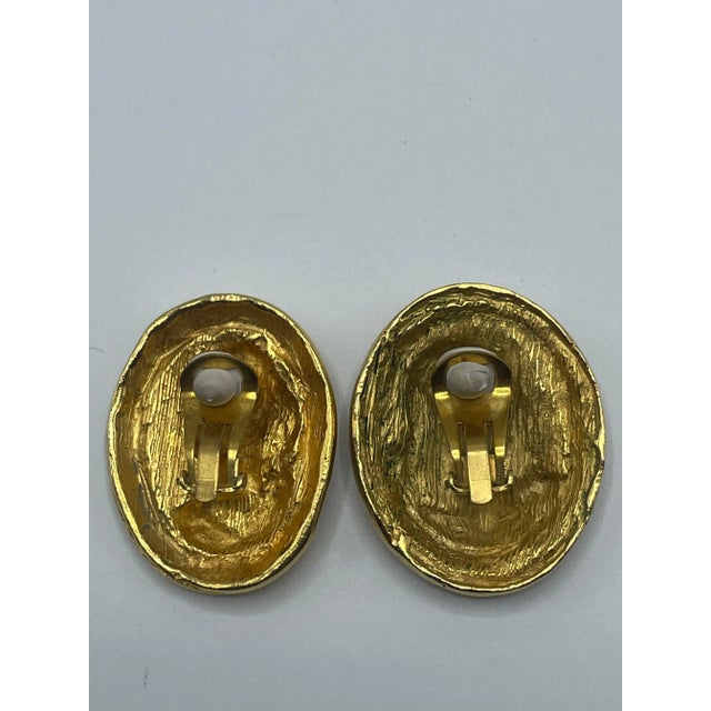 Gold Christian Lacroix Greek Roman Cameo Clip-on Earrings For Sale - Image 8 of 8