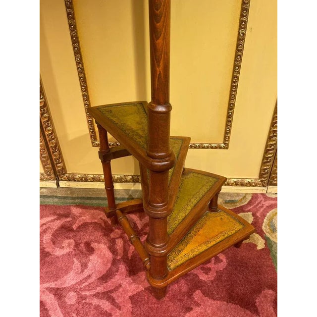 20th Century English Victorian Leather Library Steps or Stepladder For Sale - Image 6 of 10
