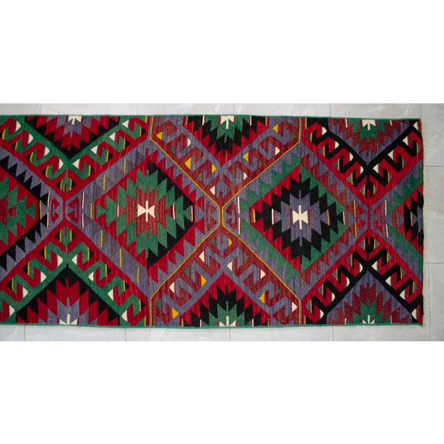 Vintage Turkish Oushak Runner Rug Kilim - Handmade Extra Long Hallway Decor , Stair Runner 2′9″ X 19′8″ For Sale - Image 12 of 14