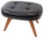 Danish Stool in Black Leather and Teak, 1960 For Sale