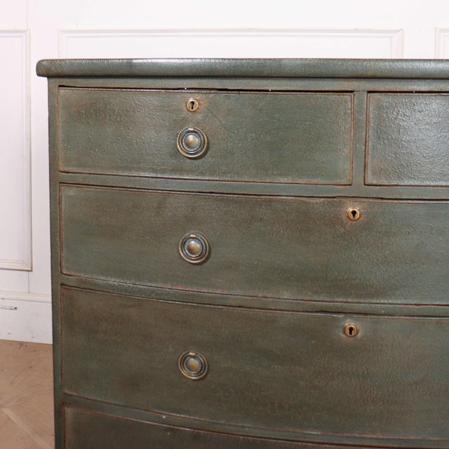 Early 19th English painted bowfront chest of drawers. Nice size. 1840 This piece is designed in the style of the selected...