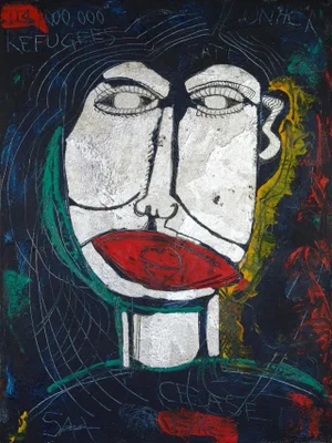 Cate Blanchett Goodwill Ambassador for Unhcr Addressing European Parliament, Contemporary Painting by Sax Berlin