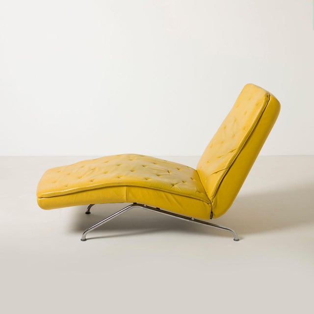 Mid Century / Modernist / Bauhaus Style Chaise in yellow leather and chrome plated steel from Montel, 2000s Good, original...