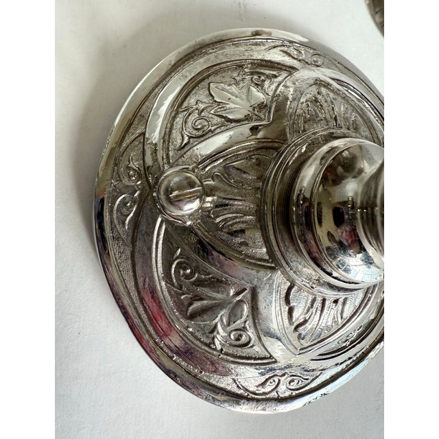 Late 20th Century Pair of Art Deco–Inspired Chrome & Opal (Milk) Glass Bathroom Wall Sconces For Sale In Los Angeles - Image 6 of 12