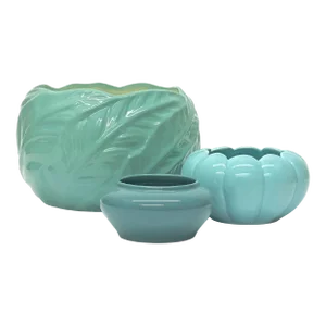 Mid 20th Century Hollywood Regency Mixed Turquoise Planters - Group of 3