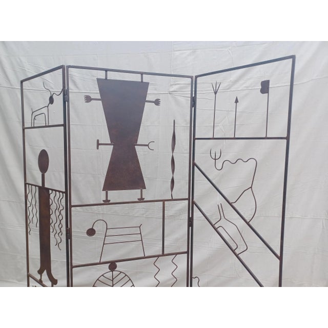 Brown 20th Century Modernist Hieroglyphic Iron Room Divider For Sale - Image 8 of 13