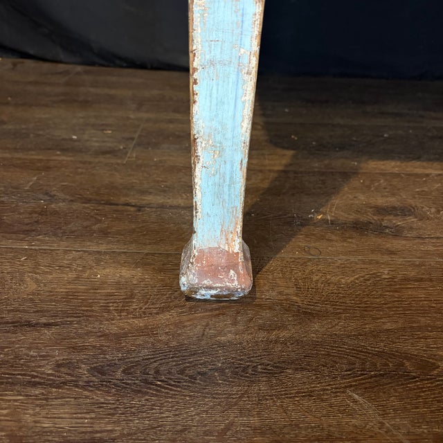 Blue Antique French Provincial Painted Pale Blue Table or Desk With Drawer For Sale - Image 8 of 11