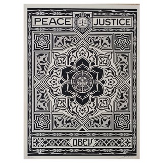 Shepard Fairey (Obey), Peace and Justice Ornament Black, 2012, Screenprint For Sale