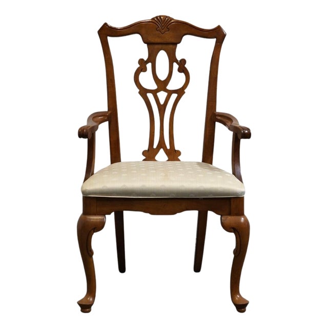 Broyhill Furniture Solid Cherry Traditional Georgian Style Dining Arm Chair 7940-87/86 For Sale
