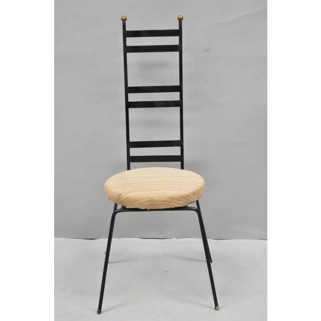 Mid-Century Modern Vintage Arthur Umanoff Wrought Iron Ladder Back MCM Dining Chairs - Set of 4 For Sale - Image 3 of 18