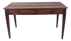 Rustic Walnut Worktable with Central Drawer