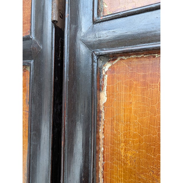 1940s Chinese Coromandel Four Panel Hand Painted Folding Screen /Partition For Sale - Image 15 of 17