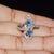 Royal Blue Certified Natural 1.40cts Diamond & Sapphire 18k Solid White Gold Filigree Cocktail Ring, Size 6.5 For Sale - Image 8 of 13