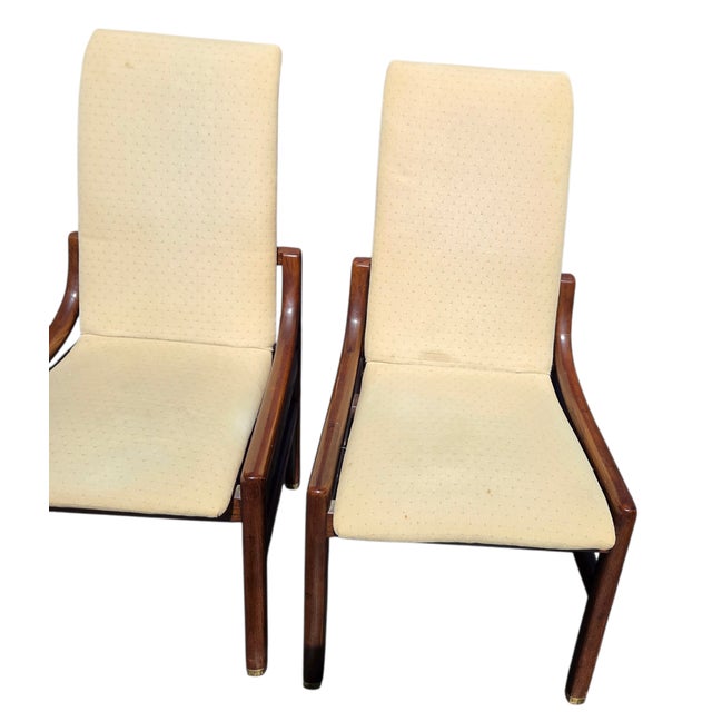 1980s 1980s 2 Henredon Scene One Campaign Dining Room Side Chairs MCM Oak Brass For Sale - Image 5 of 14