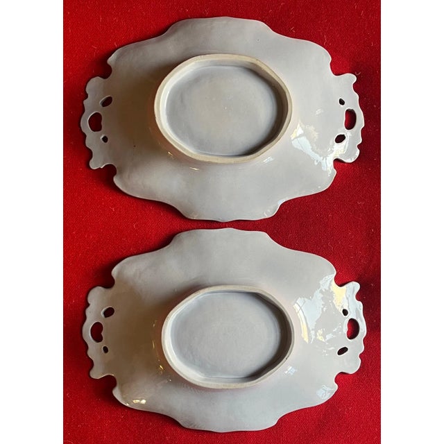 19th Century Antique 19th Century English Solid Light Blue Staffordshire Pottery Handled Trays - a Pair For Sale - Image 5 of 7