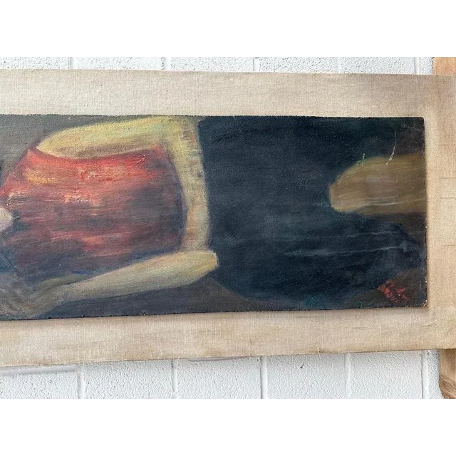 Flemish Artist, Female Portrait, Painting on Wood, 1950s For Sale - Image 6 of 9