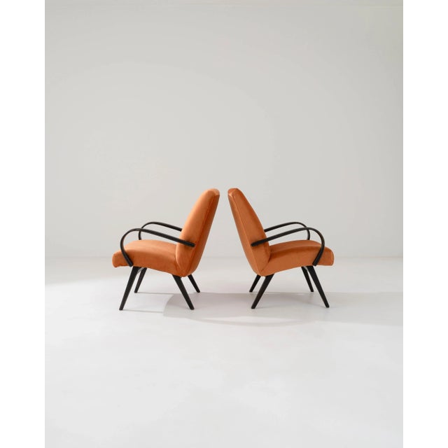 Wood 1950s Czech Upholstered Armchairs, A Pair For Sale - Image 7 of 12