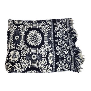 Antique American Reversible Jacquard Coverlet, Wool and Cotton, Dated 1848 For Sale