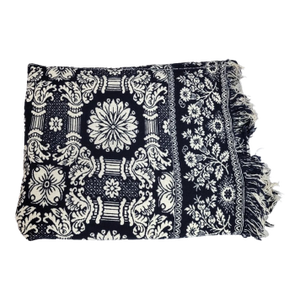 Antique American Reversible Jacquard Coverlet, Wool and Cotton, Dated 1848