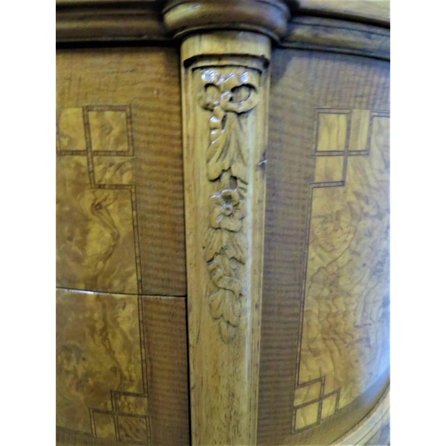 Wood Louis XV Walnut Inlaid Burl Carved Commode For Sale - Image 7 of 9