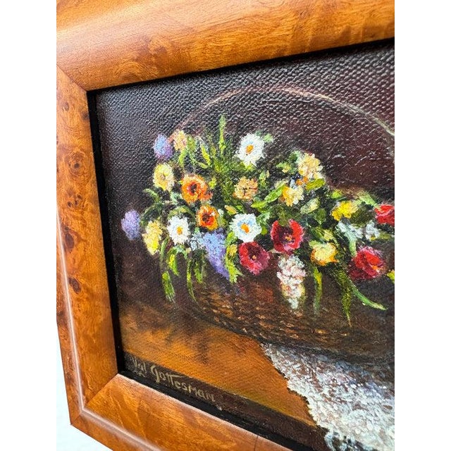 1980s Val Gottesman Oil Painting – Framed Floral Still Life in Basket, Signed Original For Sale In New York - Image 6 of 8