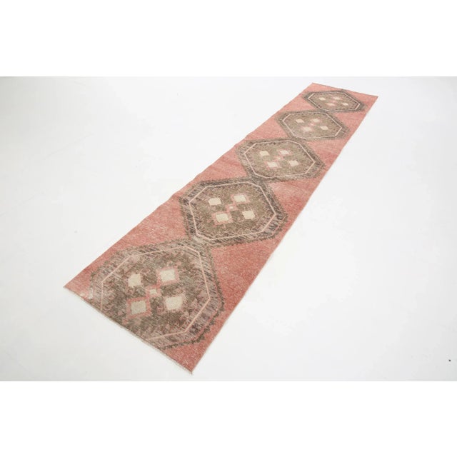 Mid-Century Modern Turkish Vintage Geometric Runner For Sale - Image 3 of 13
