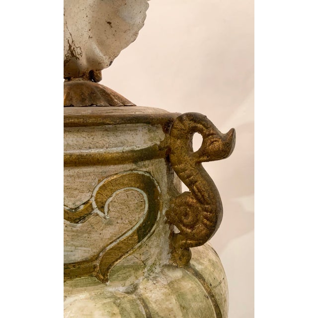 Gilt Lamp With 3-Dimensional Over-Scale Metal Flowers For Sale - Image 9 of 13