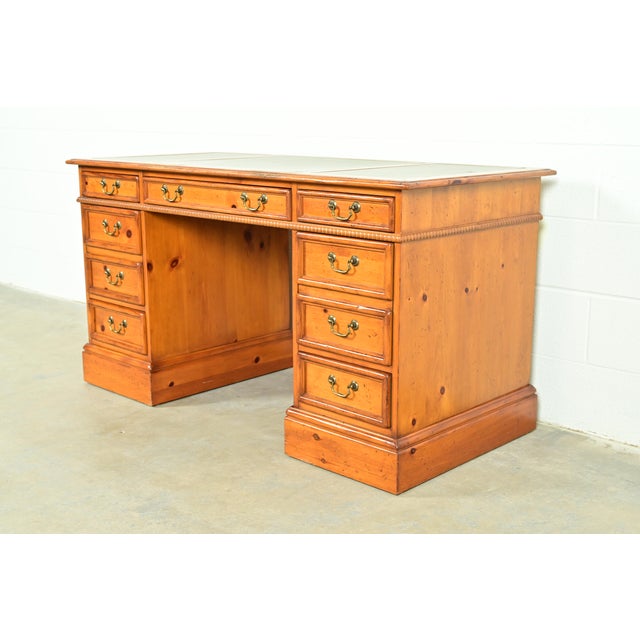 Sligh Furniture Georgian Carved Pine Leather Top Executive Desk, Circa 1960s For Sale - Image 13 of 13