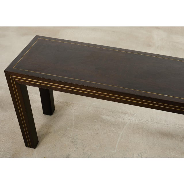 Wood Brass Inlay Parsons Console Table by John Richardson For Sale - Image 7 of 18