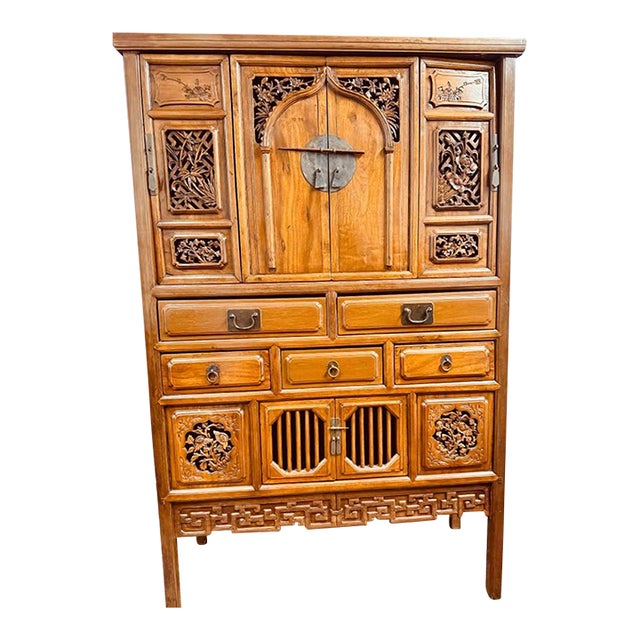 19th-Century Chinese Elmwood Kitchen Cabinet For Sale