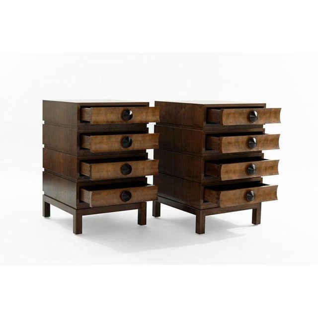 Wood Stacked Bedside Tables in Special Walnut With Burl Wood - a Pair For Sale - Image 7 of 12