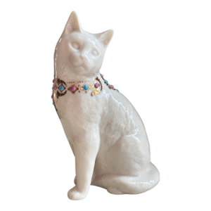 Vintage Lenox Ivory Bone China 24k Gold Jeweled Cat Figurine