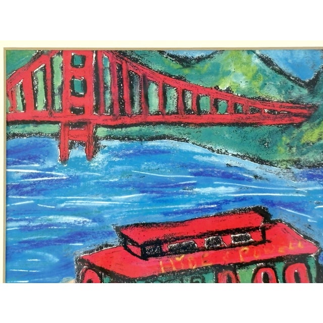 Original Signed and Framed Primitive Pastel Artwork Depicting a 'Bridge & Train' For Sale In West Palm - Image 6 of 13