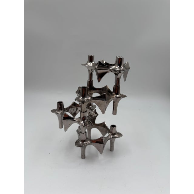Mid-Century Modern Brutalist Chrome Taper Candleholders by Nagel Stoff for BMF, 1950s, Set of 4 For Sale - Image 9 of 18
