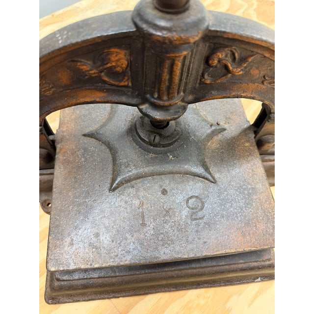 Mid 19th Century French Black and Gilt Wrought Iron Book Binding Press For Sale - Image 5 of 10