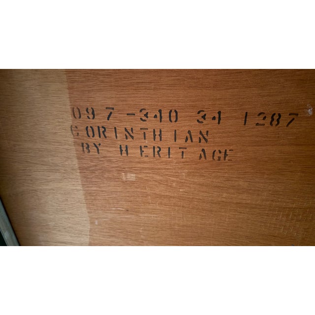 Drexel Heritage 2000s Drexel Heritage Dining Room Table and 6 Armless Upholstered Chairs For Sale - Image 4 of 4