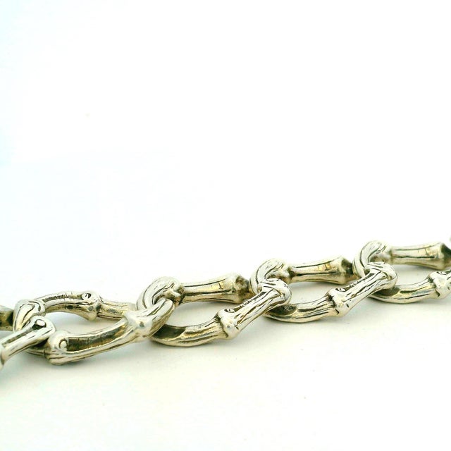 Metal Tiffany & Co. 1996 Heavy Sterling Silver Bamboo Link Bracelet 63g W/ Box For Sale - Image 7 of 11