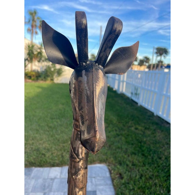 Black Brutalist Mid Century Giraffe Statue For Sale - Image 8 of 12